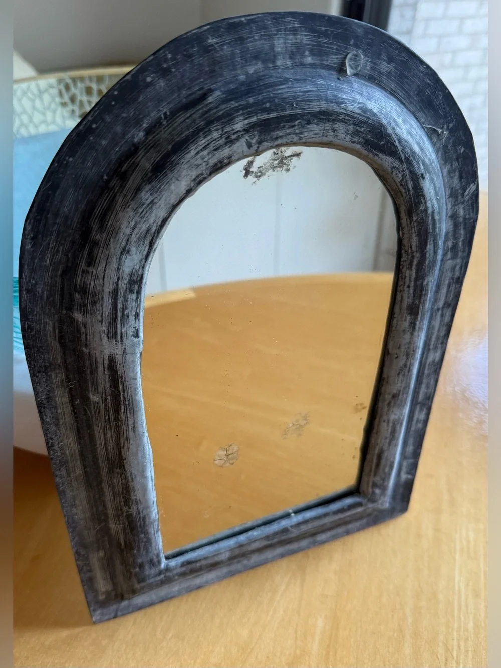 Distressed Black Arched mini Mirror 12X9 Home Wall Decor pier 1 imports brand
